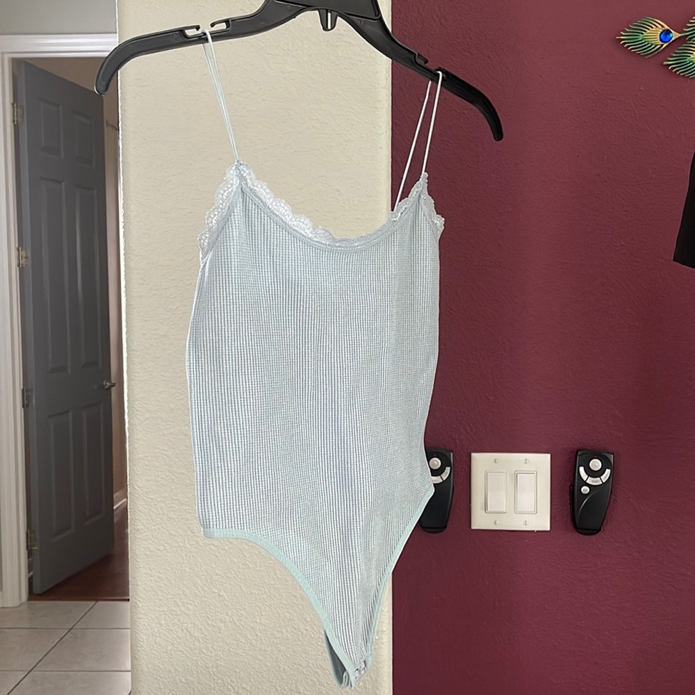blue shimmer body suit